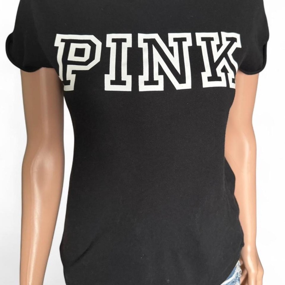 PINK Victoria's Secret Black Tee with White Lettering